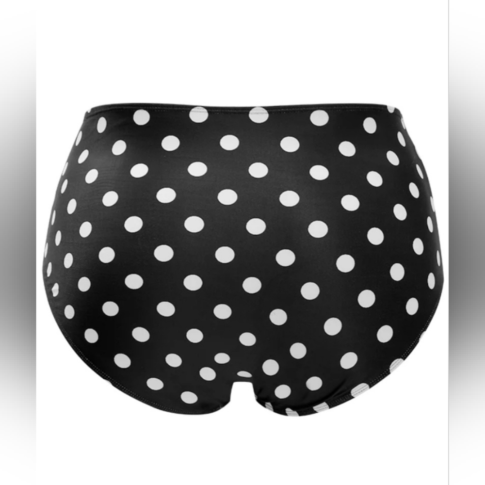 BloomChic Polka Dot Twist Front Adjustable Straps Swim Dress - Picture 8 of 8